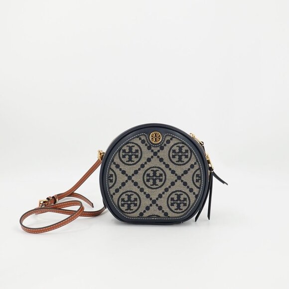 Tory Burch T Monogram Jacquard Moon Crossbody Bag Blue - Picture 13 of 15